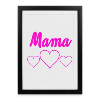 Cœur de maman Cœur Rose Design - Affiche encadrée (27 × 37 cm) - noir - Devant