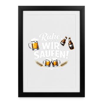 Bière drôle qui dit : Silence, on boit - Affiche encadrée (27 × 37 cm) - noir - Devant