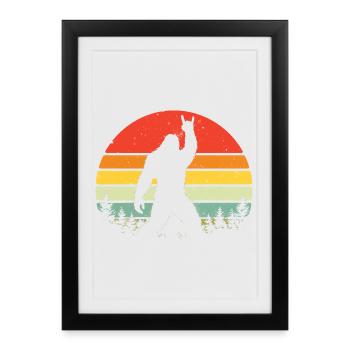 Bigfoot Rock On Sign Sasquatch Yeti Rock And Roll - Framed poster (27 × 37 cm) - black - Front