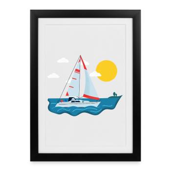 Navigation en mer - Affiche encadrée (27 × 37 cm) - noir - Devant