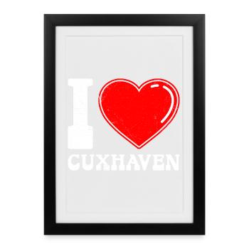 Vacances en mer du Nord J’ADORE CUXHAVEN Drôle - Affiche encadrée (27 × 37 cm) - noir - Devant