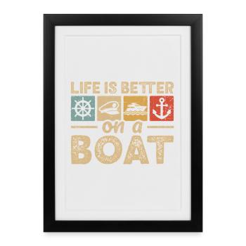 Nautical Boat Captain Boating Sailor Sailing - Framed poster (27 × 37 cm) - black - Front