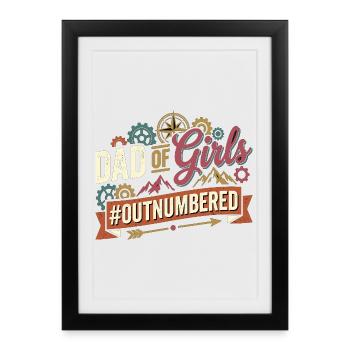 Dad of Girls Outnumbered Screwdriver Dad - Framed poster (27 × 37 cm) - black - Front