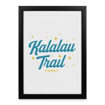 Kalalau Trail Hawaii Writing and Stars - Framed poster (27 × 37 cm) - black - Front