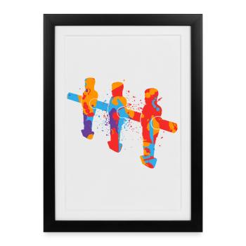 Foosball table colorful foosball table children's table football - Framed poster (27 × 37 cm) - black - Front