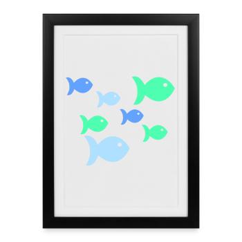Poisson pastel Poisson de mer tropical - Affiche encadrée (27 × 37 cm) - noir - Devant