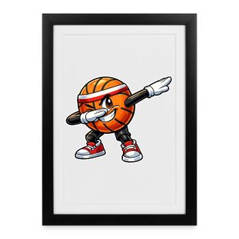 Dabbing Basketball - Gerahmtes Poster (27 × 37 cm) - Schwarz - Vorne
