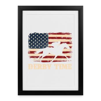 Fan de courses de chevaux pur-sang sur l’hippodrome - Affiche encadrée (27 × 37 cm) - noir - Devant