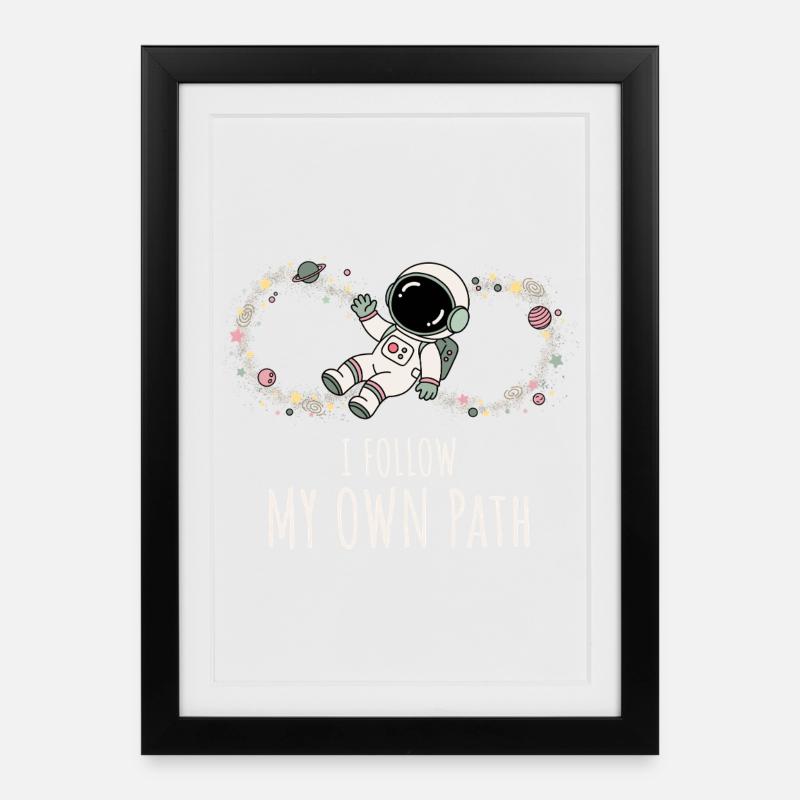 I Follow My Own Path Autronaut - Framed poster (27 × 37 cm) - black