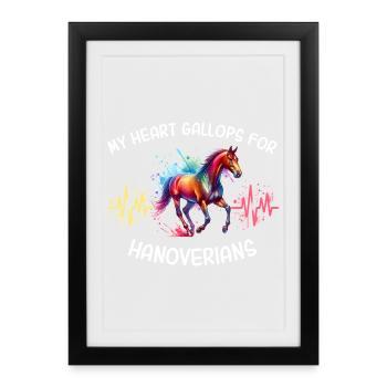 Cheval de la Ligne Heart de Hanovre - Affiche encadrée (27 × 37 cm) - noir - Devant