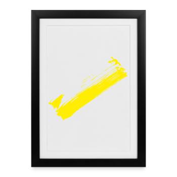 Brush Style Stripe - Diagonal Yellow - Framed poster (27 × 37 cm) - black - Front