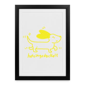 Chien jaune tacheté - Affiche encadrée (27 × 37 cm) - noir - Devant