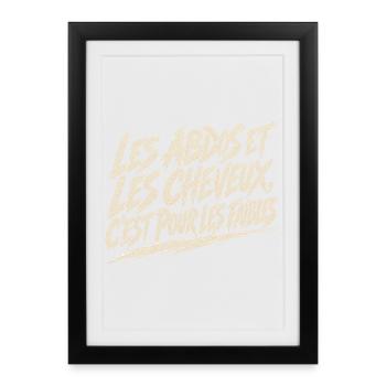 Pas d'abdos ni de cheveux - Humour pour homme - Affiche encadrée (27 × 37 cm) - noir - Devant