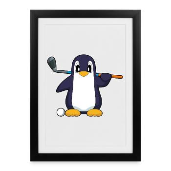 Penguin Golf Golf Clubs - Affiche encadrée (27 × 37 cm) - noir - Devant