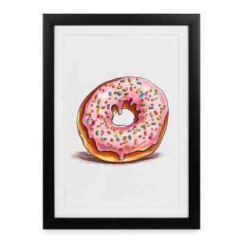 Pink donut with sprinkles - Framed poster (27 × 37 cm) - black - Front