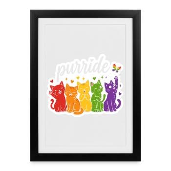 Parade des Chats Arc-en-ciel de Purride - Affiche encadrée (27 × 37 cm) - noir - Devant