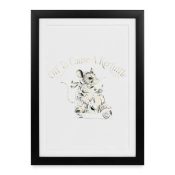 Souris sur rouleau – Agitation - Affiche encadrée (27 × 37 cm) - noir - Devant