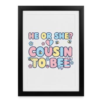 Révélation du sexe Cousin à Bee Baby Shower - Affiche encadrée (27 × 37 cm) - noir - Devant