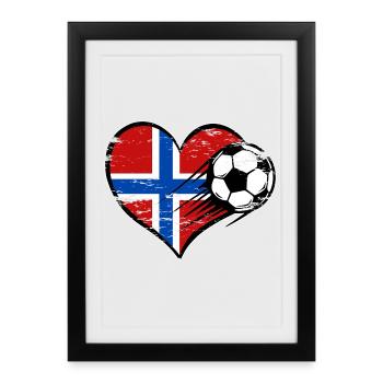 Flag football norvégien avec le cœur utilisé - Affiche encadrée (27 × 37 cm) - noir - Devant