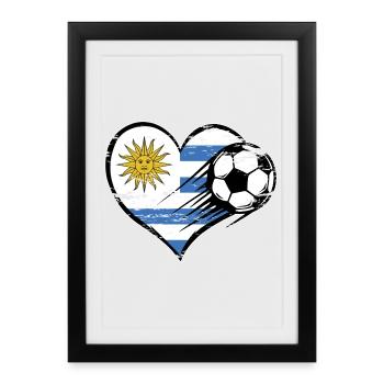 Flag football uruguayen avec le cœur utilisé - Affiche encadrée (27 × 37 cm) - noir - Devant
