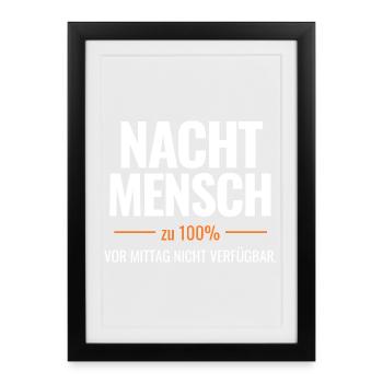 Nachtmensch – Vor Mittag nicht verfügbar - Gerahmtes Poster (27 × 37 cm) - Schwarz - Vorne