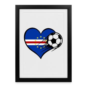 Flag Football du Cap-Vert avec cœur - Affiche encadrée (27 × 37 cm) - noir - Devant