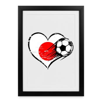 Flag football japonais avec cœur utilisé - Affiche encadrée (27 × 37 cm) - noir - Devant