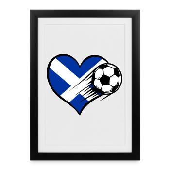 Football drapeau écossais avec cœur - Affiche encadrée (27 × 37 cm) - noir - Devant