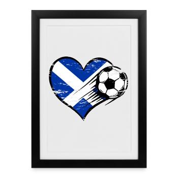 Schottland Flagge Fußball mit Herz used - Gerahmtes Poster (27 × 37 cm) - Schwarz - Vorne