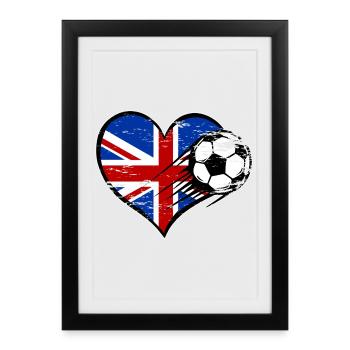 Great Britain flag football with heart used - Framed poster (27 × 37 cm) - black - Front