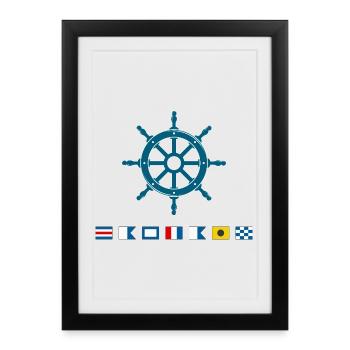 Motif maritime du capitaine Voilier Yacht Boat - Affiche encadrée (27 × 37 cm) - noir - Devant