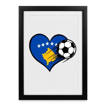 Flag football du Kosovo avec le cœur utilisé - Affiche encadrée (27 × 37 cm) - noir - Devant