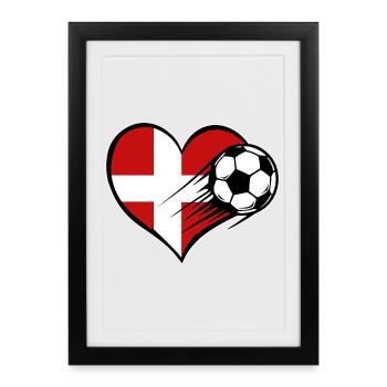 Flag Football Danemark avec cœur - Affiche encadrée (27 × 37 cm) - noir - Devant