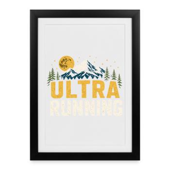 Ultra Running Moonlit Mountains Typography - Framed poster (27 × 37 cm) - black - Front