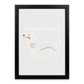 Dackelliebe Grosses Herz Dachshund Dog Lover - Framed poster (27 × 37 cm) - black - Front