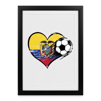 Ecuador flag football with heart used - Framed poster (27 × 37 cm) - black - Front