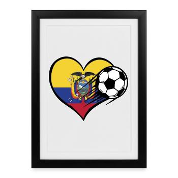 Ecuador Flag Football with Heart - Framed poster (27 × 37 cm) - black - Front