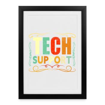 Tech Support Colorful Retro - Framed poster (27 × 37 cm) - black - Front