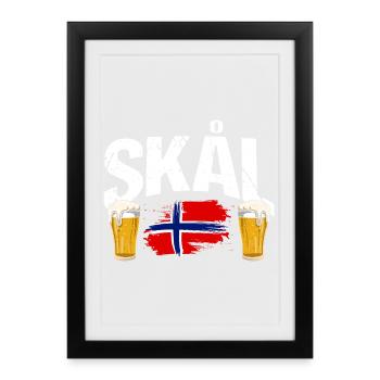 Vacances en Norvège dans les fjords de Norge Voyage en Scandinavie - Affiche encadrée (27 × 37 cm) - noir - Devant