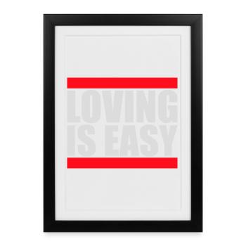 Aimer est facile Logo romantique inspirant - Affiche encadrée (27 × 37 cm) - noir - Devant