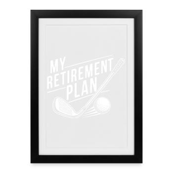 Mon plan de retraite Golf - Affiche encadrée (27 × 37 cm) - noir - Devant
