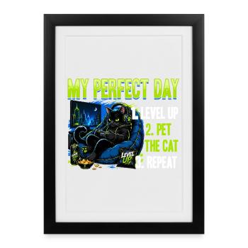 Gamer Gaming Cat Video Game - Framed poster (27 × 37 cm) - black - Front
