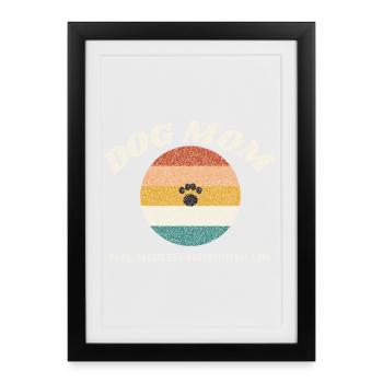 Dog Mom Retro Vintage Sunset - Affiche encadrée (27 × 37 cm) - noir - Devant