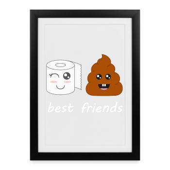 Papier toilette et caca - Affiche encadrée (27 × 37 cm) - noir - Devant