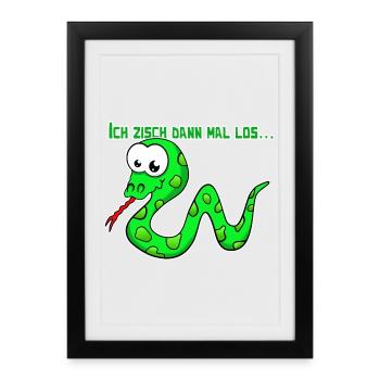 Conception de bande dessinée drôle de serpent pour des enfants - Affiche encadrée (27 × 37 cm) - noir - Devant