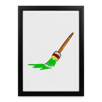 Conception de pinceau graffiti urbain - Affiche encadrée (27 × 37 cm) - noir - Devant