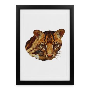 Ocelot Head, Big Cat, Animal Faces - Framed poster (27 × 37 cm) - black - Front