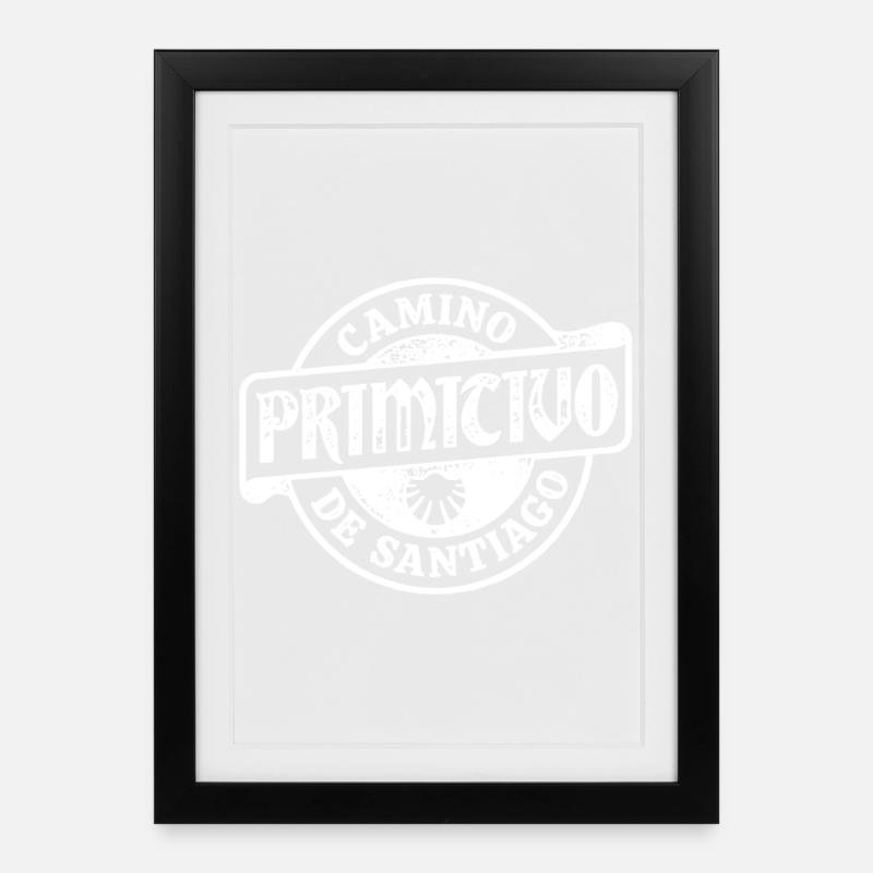 Camino Primitivo pélerinage | Chemin de Saint-Jacques - Affiche encadrée (27 × 37 cm) - noir