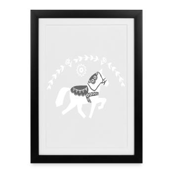 Islandpferd Dalapferd Tölt Schwedenstyle - Gerahmtes Poster (27 × 37 cm) - Schwarz - Vorne