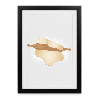 farine saupoudrée avec de la pâte roulée - Affiche encadrée (27 × 37 cm) - noir - Devant
